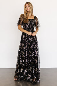 Cassandra Tulle Maxi Dress | Metallic Black | Baltic Born