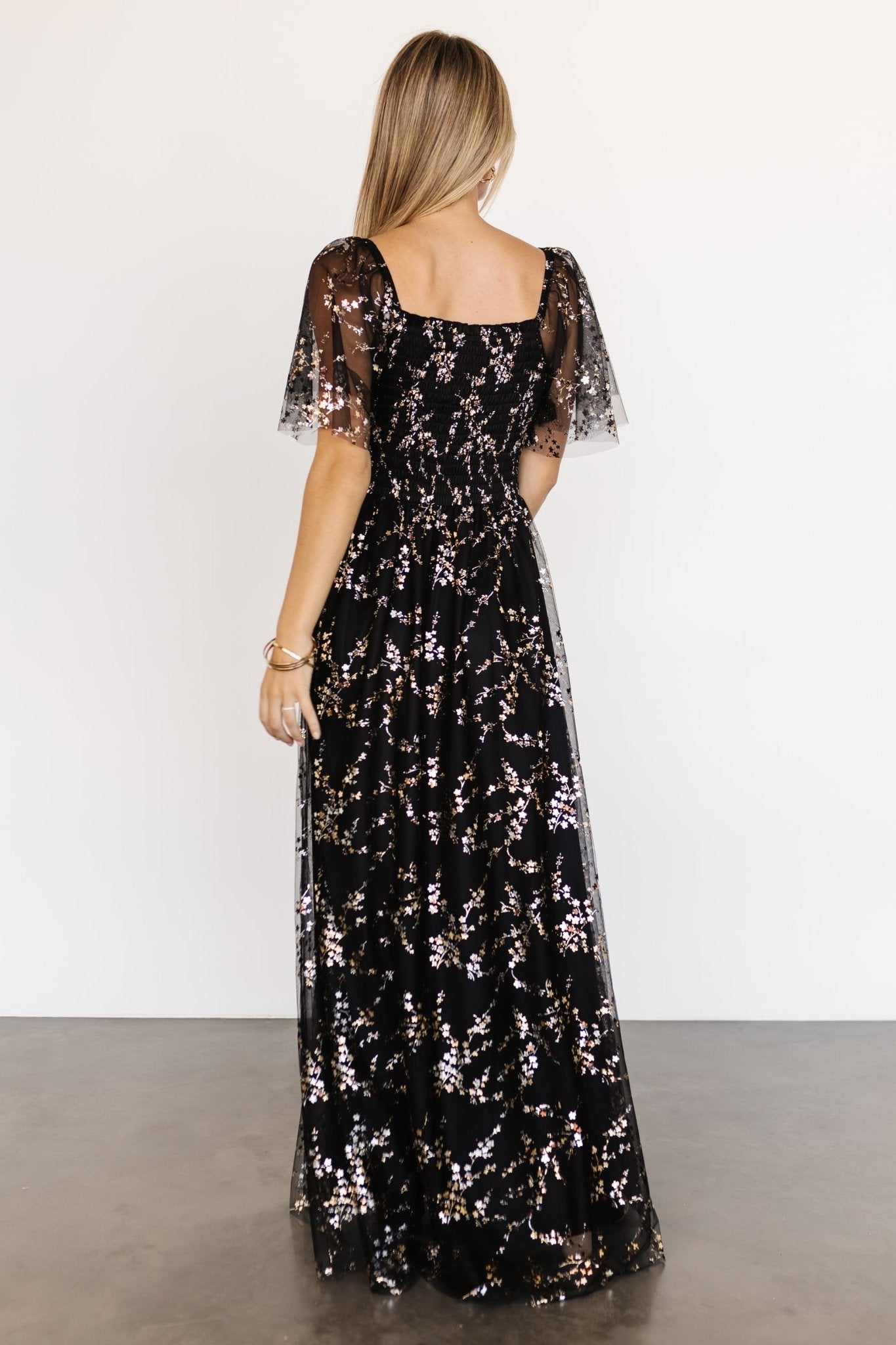 Cassandra Tulle Maxi Dress | Metallic Black - Baltic Born