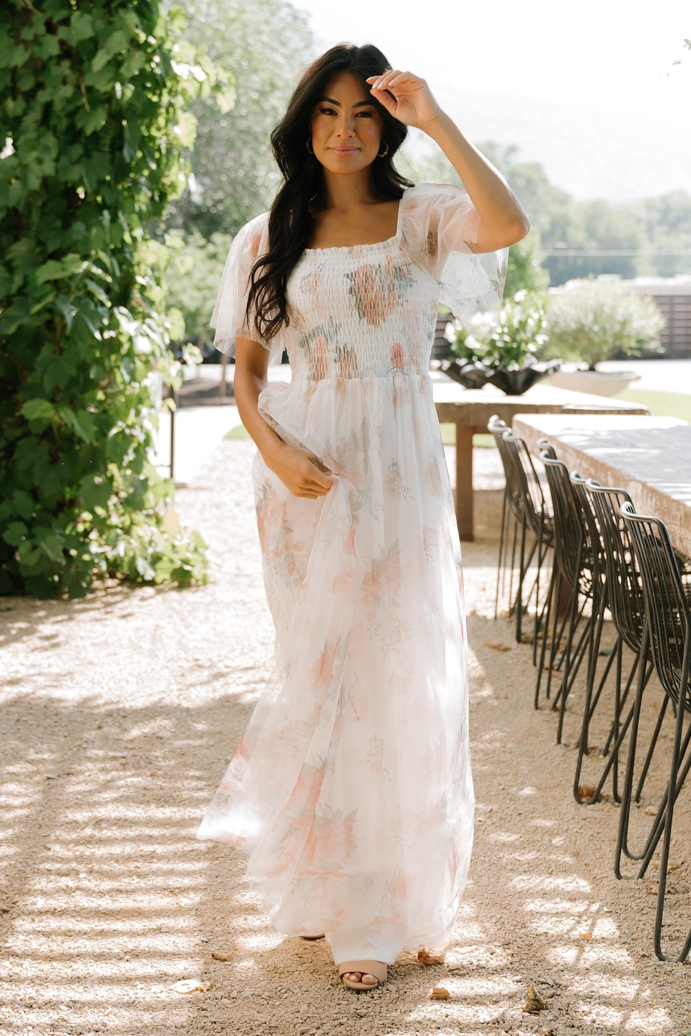 Cassandra Tulle Maxi Dress | White Multi - Baltic Born