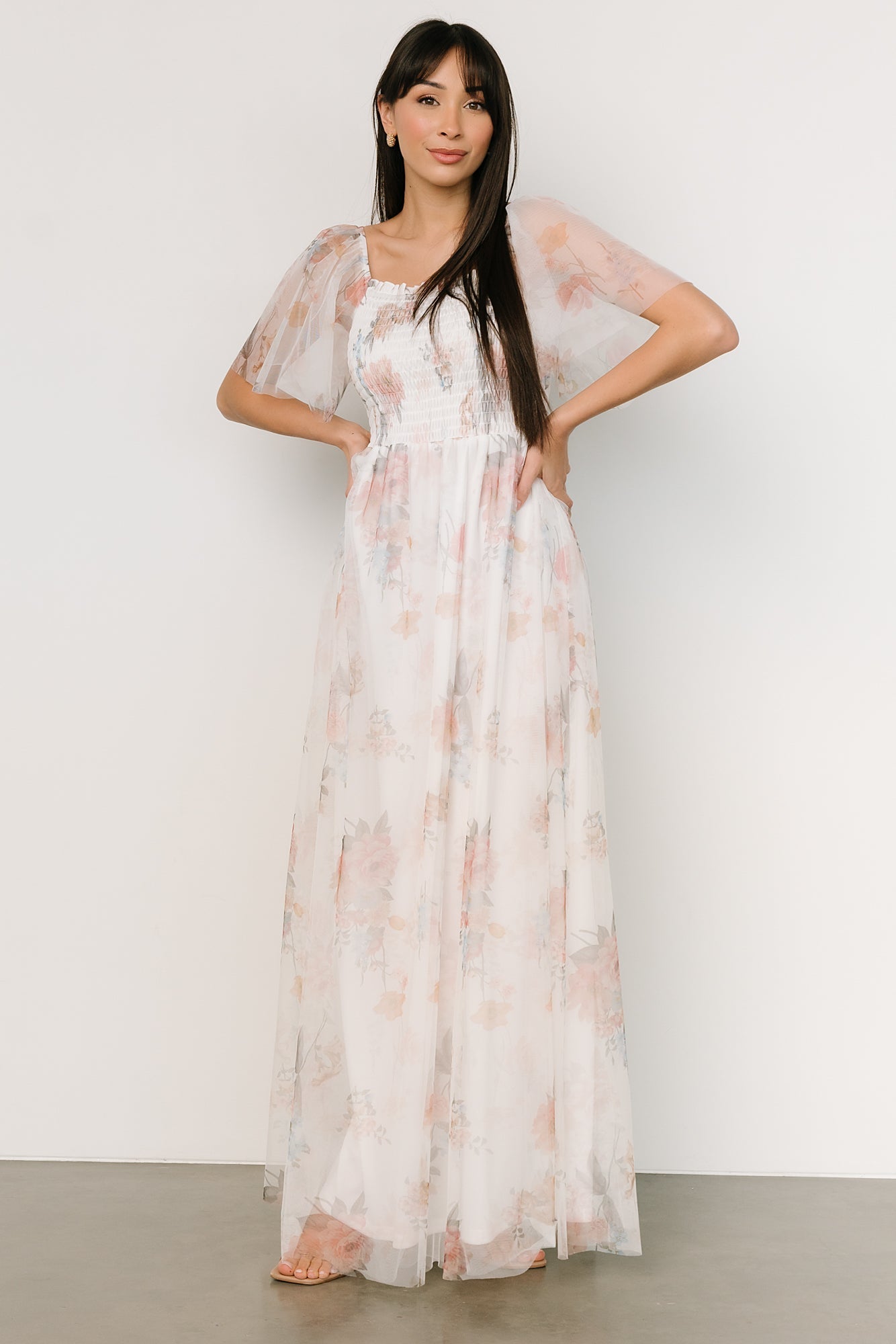 Cassandra Tulle Maxi Dress | White Multi - Baltic Born