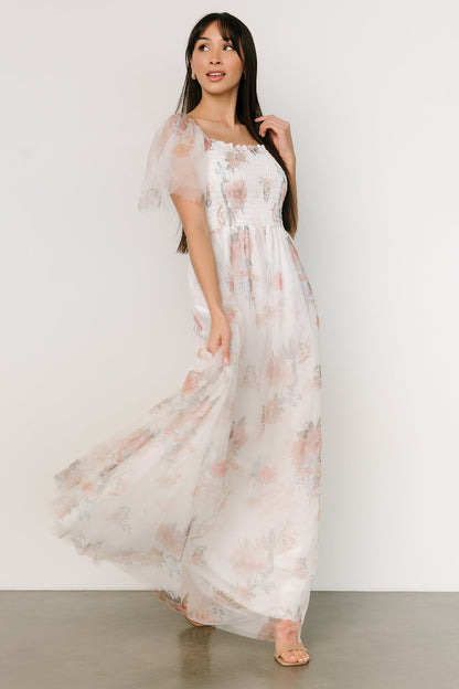 Cassandra Tulle Maxi Dress | White Multi - Baltic Born