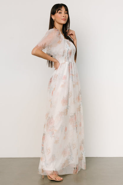 Cassandra Tulle Maxi Dress | White Multi - Baltic Born