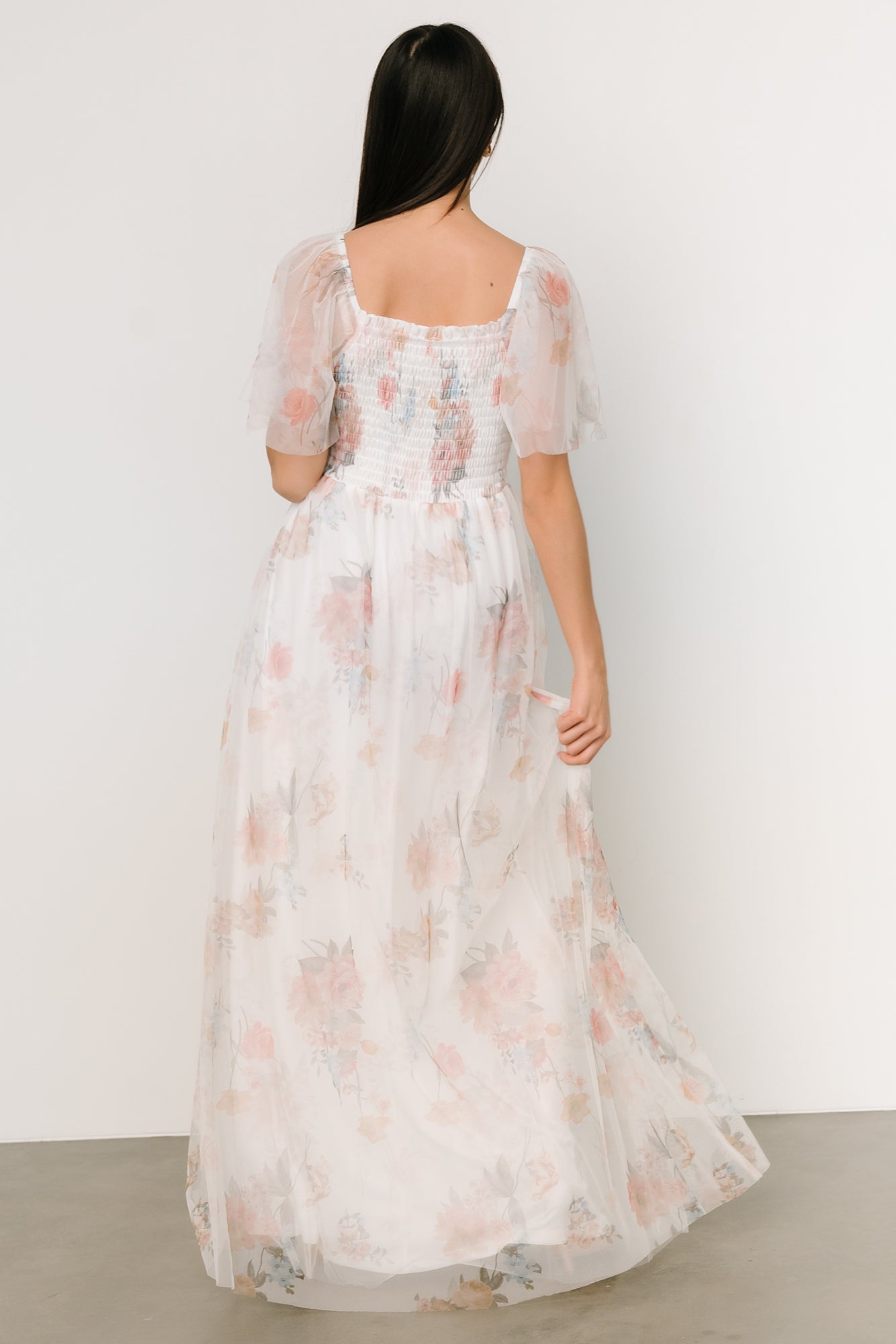 Cassandra Tulle Maxi Dress | White Multi - Baltic Born