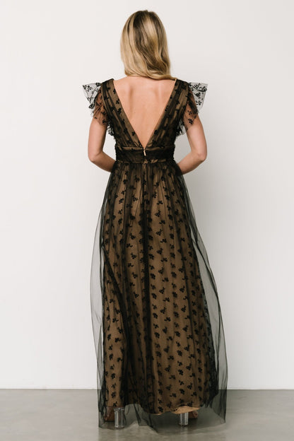 Caterina Tulle Maxi Dress | Black + Nude - Baltic Born