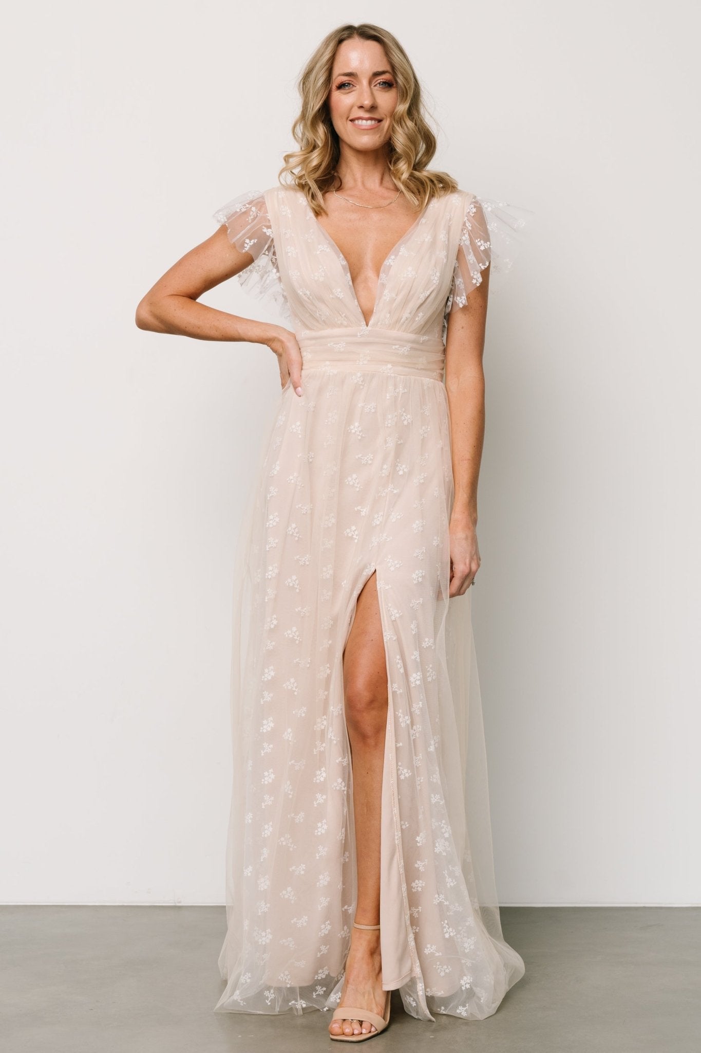 Caterina Tulle Maxi Dress | Natural + White - Baltic Born