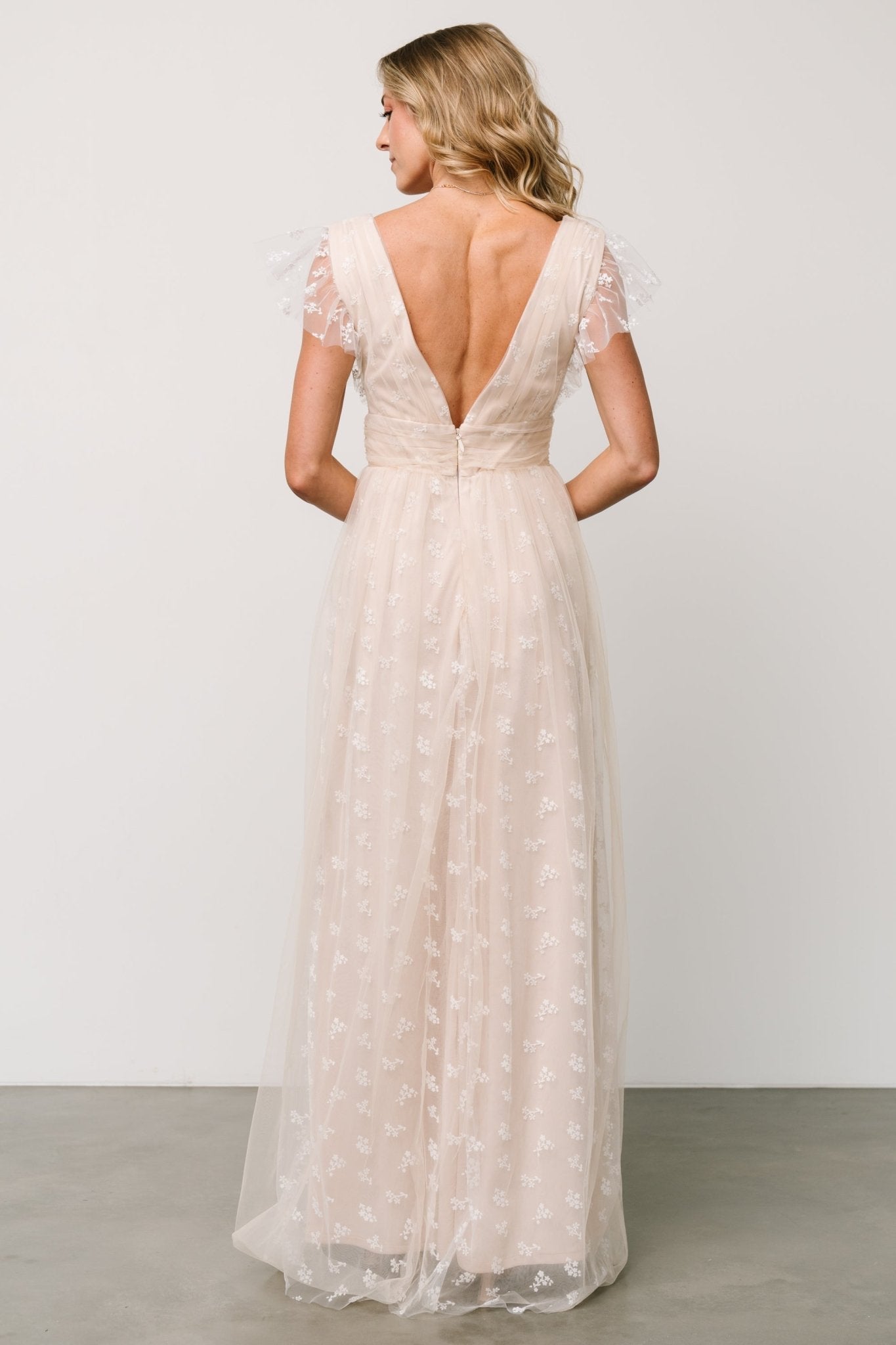 Caterina Tulle Maxi Dress | Natural + White - Baltic Born