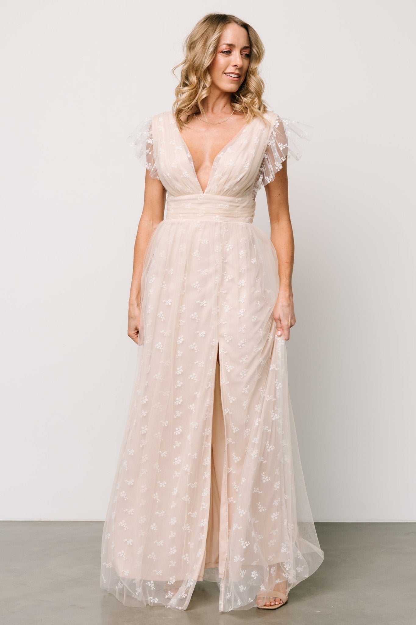 Caterina Tulle Maxi Dress | Natural + White - Baltic Born