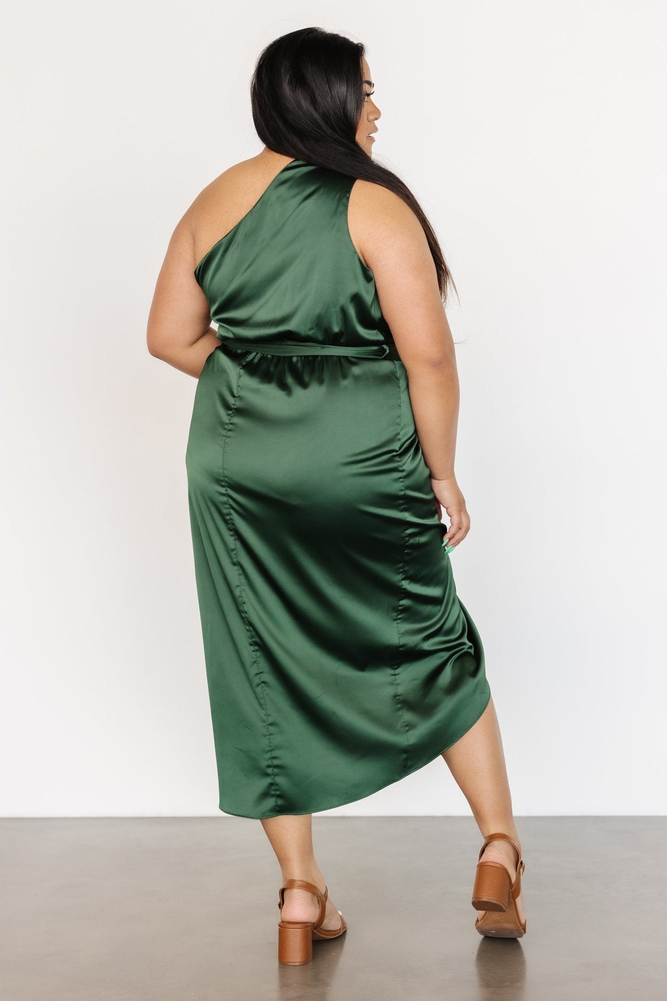 Celia One Shoulder Midi Dress | Dark Green - Baltic Born