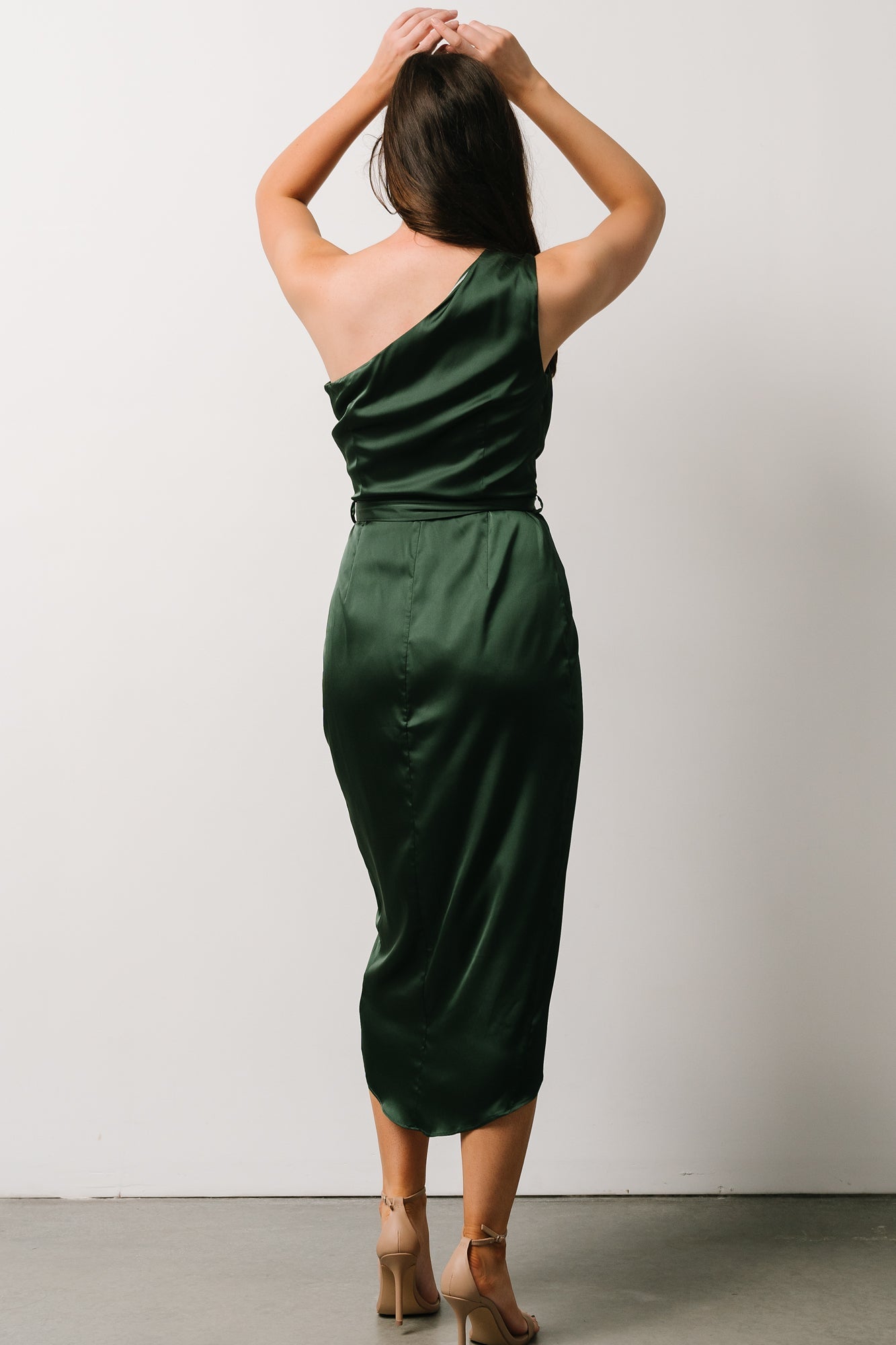 Celia One Shoulder Midi Dress | Dark Green - Baltic Born