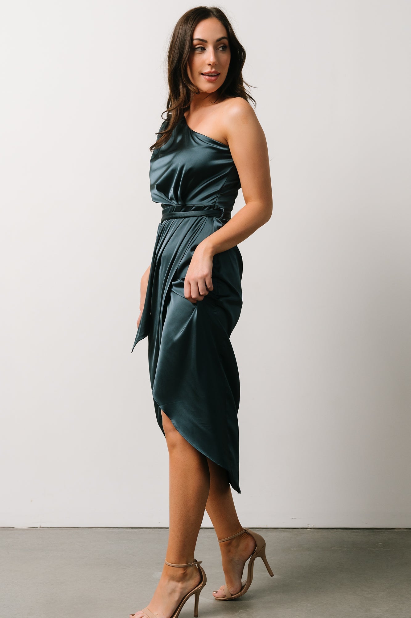 Celia One Shoulder Midi Dress | Midnight - Baltic Born