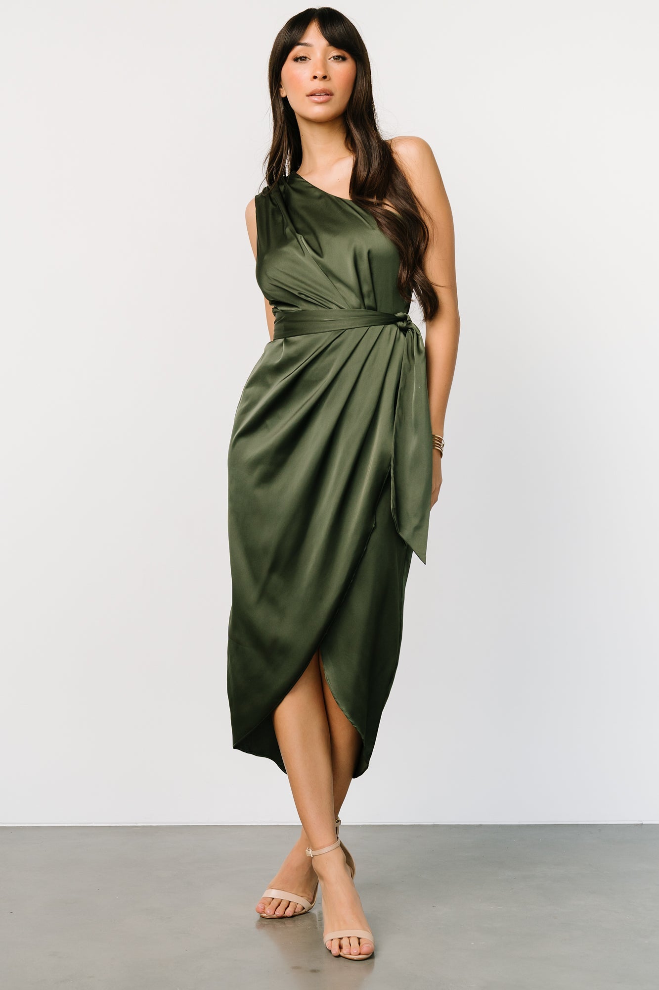 Celia One Shoulder Midi Dress | Olive - Baltic Born