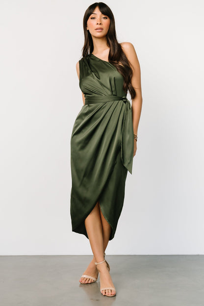 Celia One Shoulder Midi Dress | Olive - Baltic Born