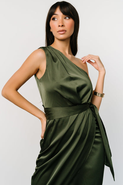 Celia One Shoulder Midi Dress | Olive - Baltic Born