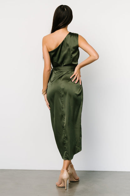 Celia One Shoulder Midi Dress | Olive - Baltic Born