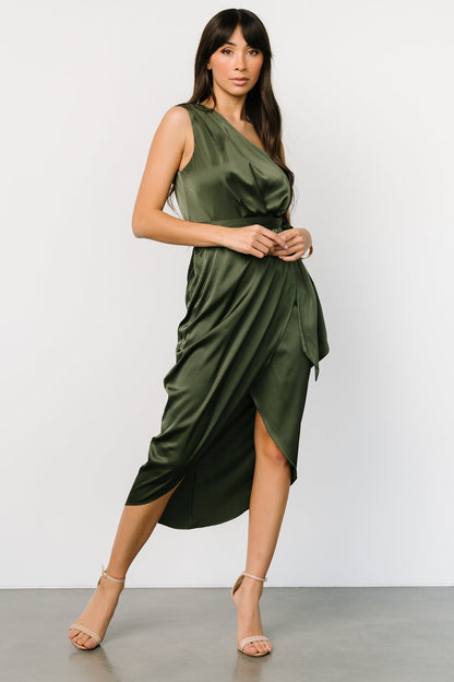 Celia One Shoulder Midi Dress | Olive - Baltic Born