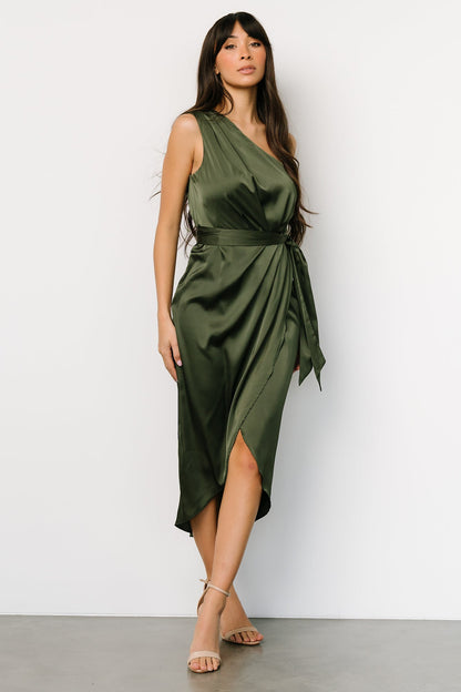 Celia One Shoulder Midi Dress | Olive - Baltic Born