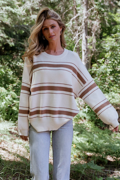 Charlie Striped Sweater | Taupe - Baltic Born