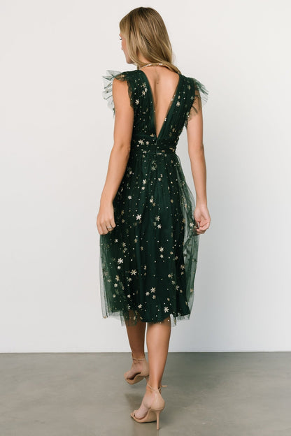 Chiara Shimmer Midi Dress | Green + Gold - Baltic Born