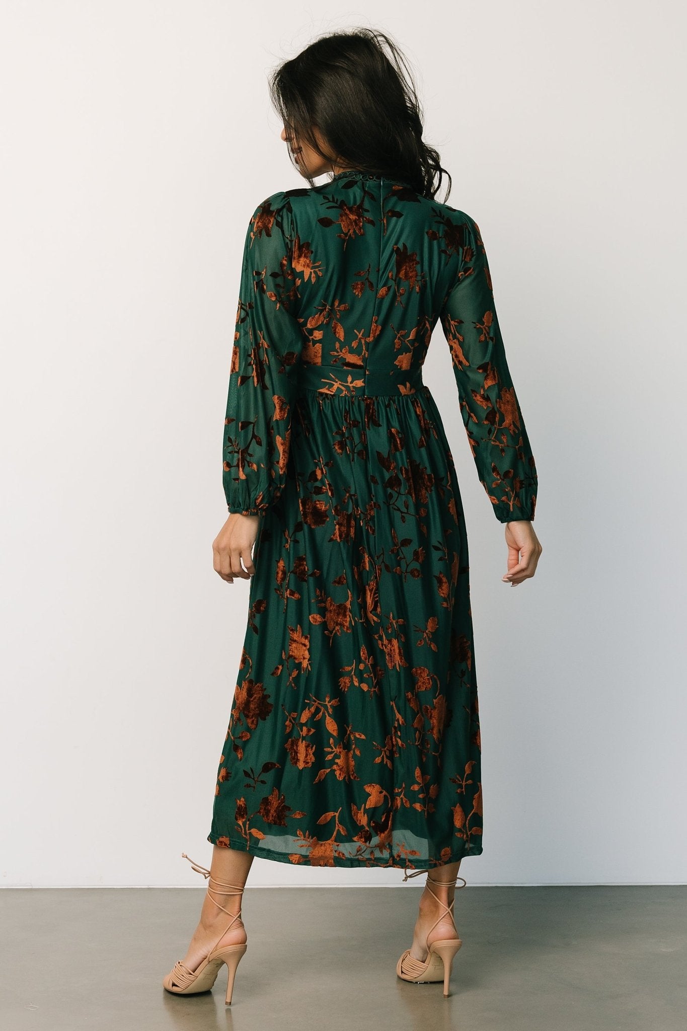 Christine Velvet Embossed Midi Dress | Jade - Baltic Born