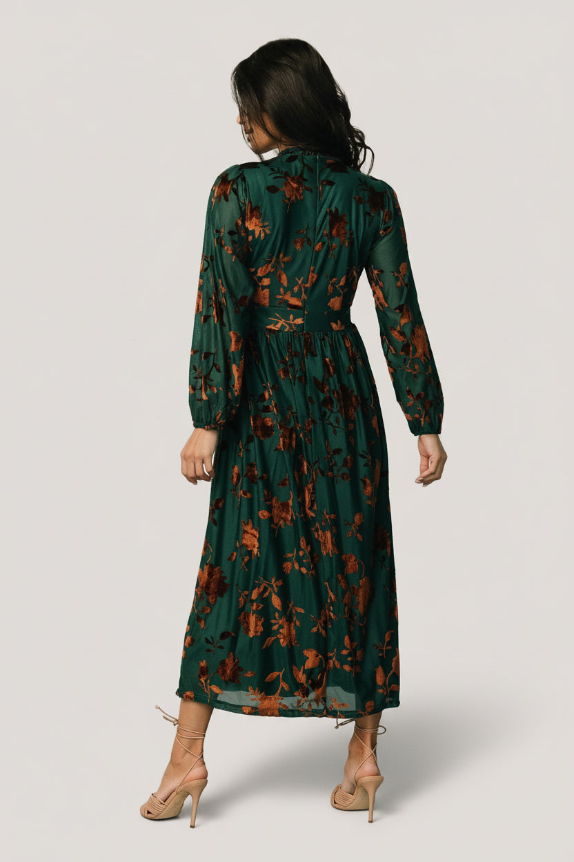 Jacqueline Embossed Midi Dress | Black + Nude