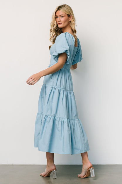 Cindy Puff Sleeve Tiered Dress | Blue - Baltic Born