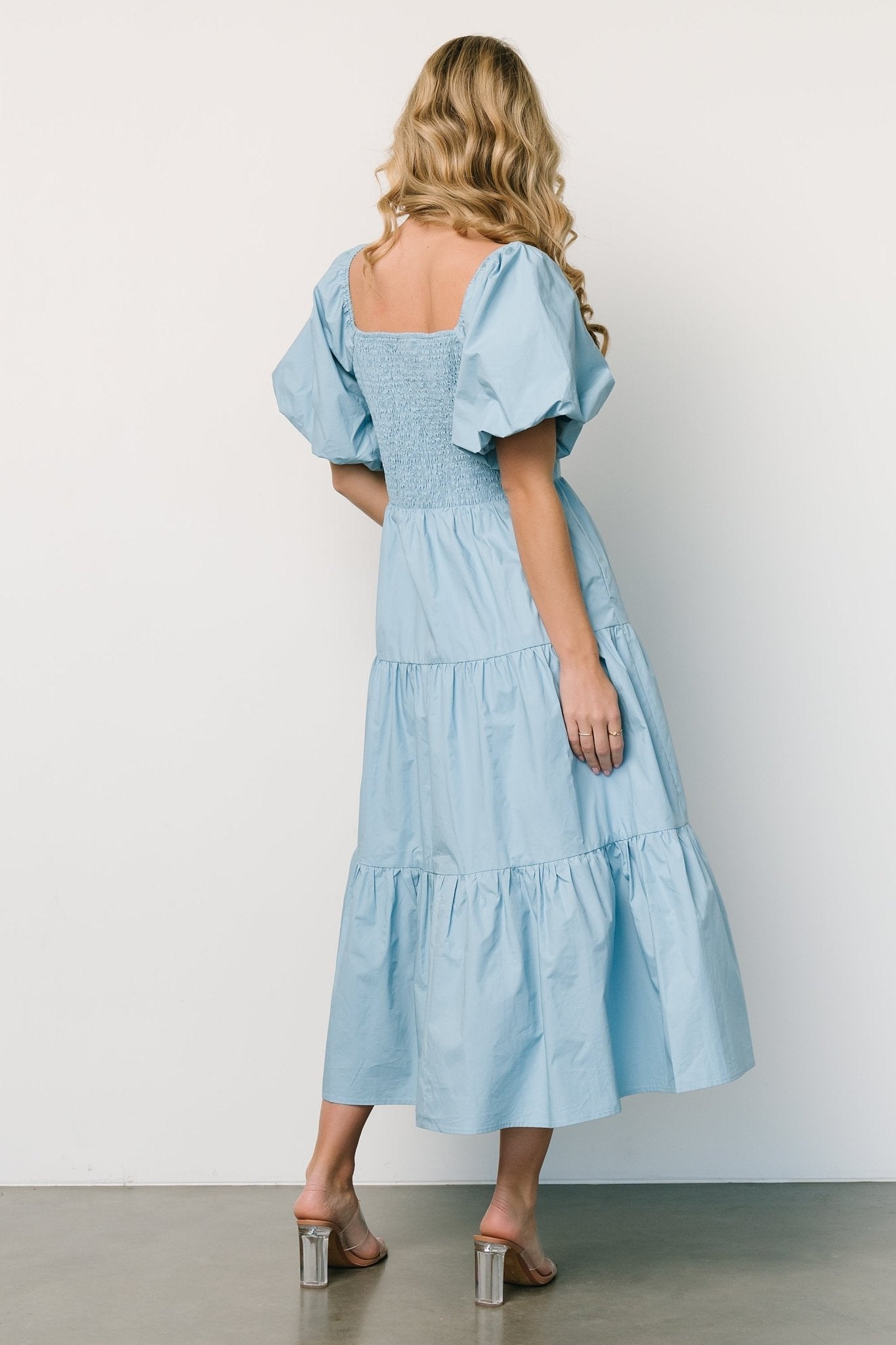 Cindy Puff Sleeve Tiered Dress | Blue - Baltic Born