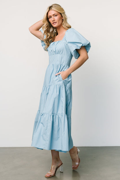 Cindy Puff Sleeve Tiered Dress | Blue - Baltic Born