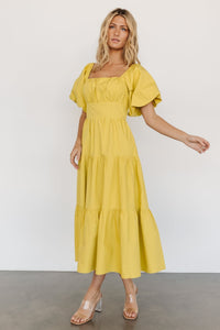 Cindy Puff Sleeve Tiered Dress | Lemongrass | Baltic Born