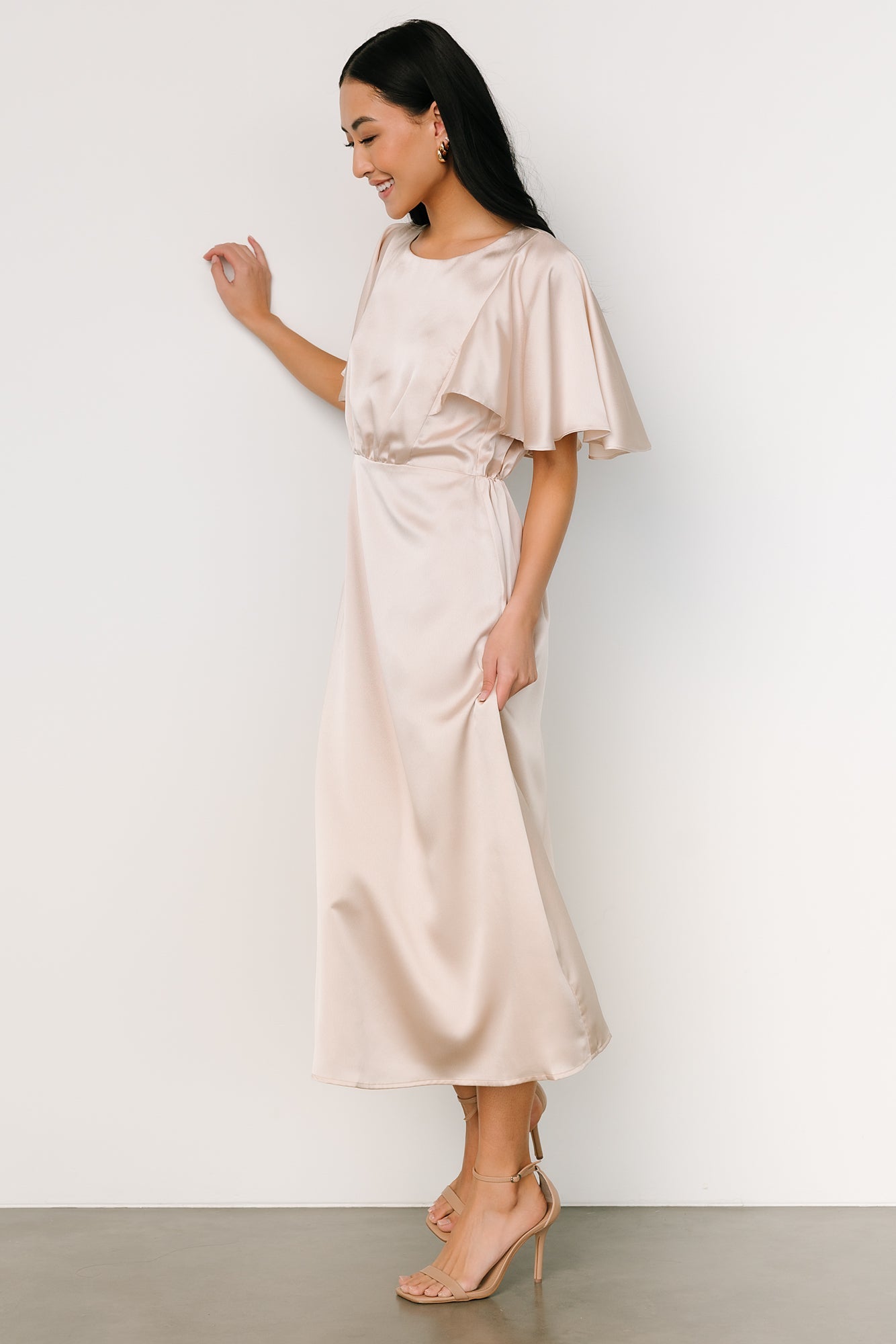 Cinta Satin Midi Dress | Champagne - Baltic Born