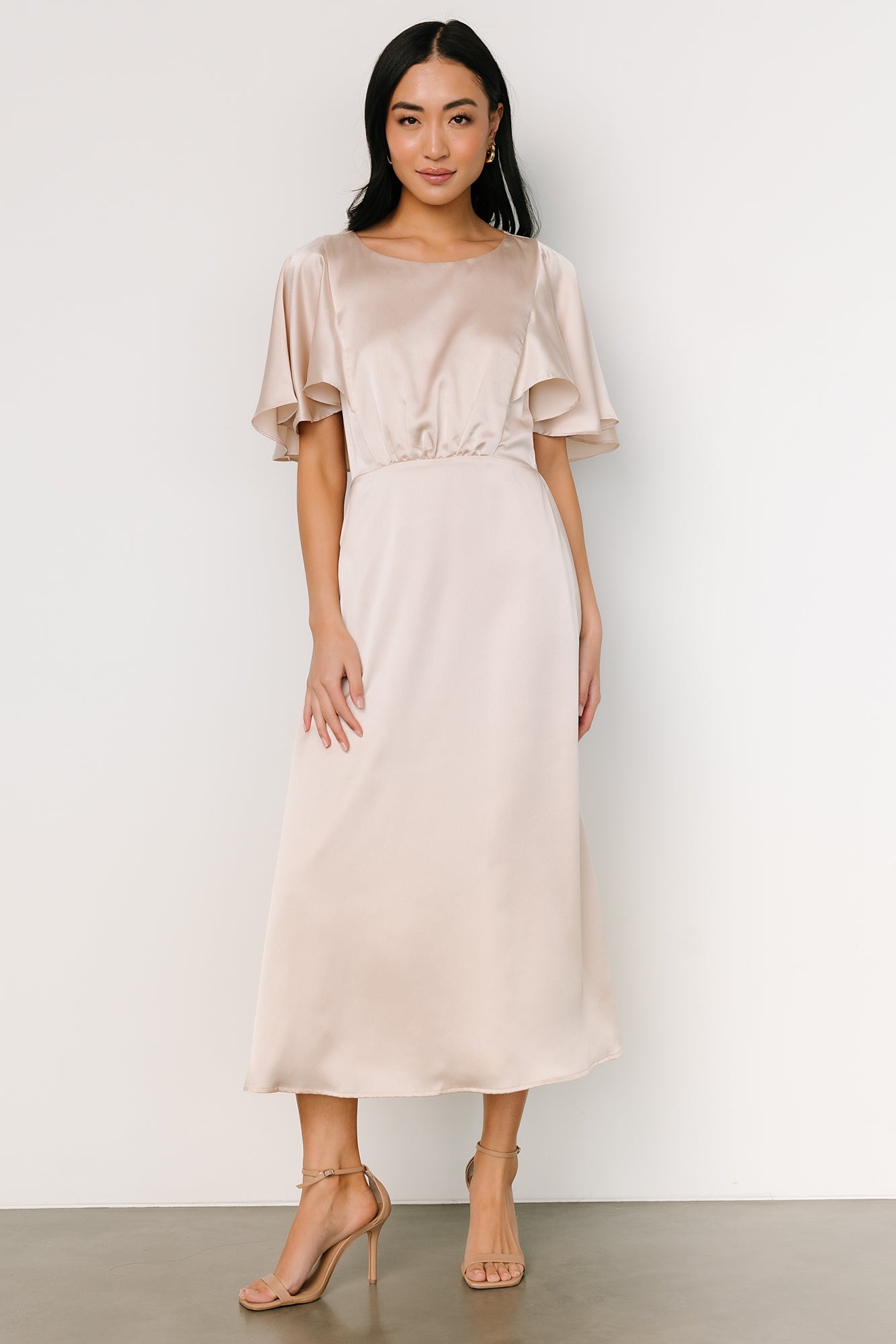 Cinta Satin Midi Dress | Champagne - Baltic Born