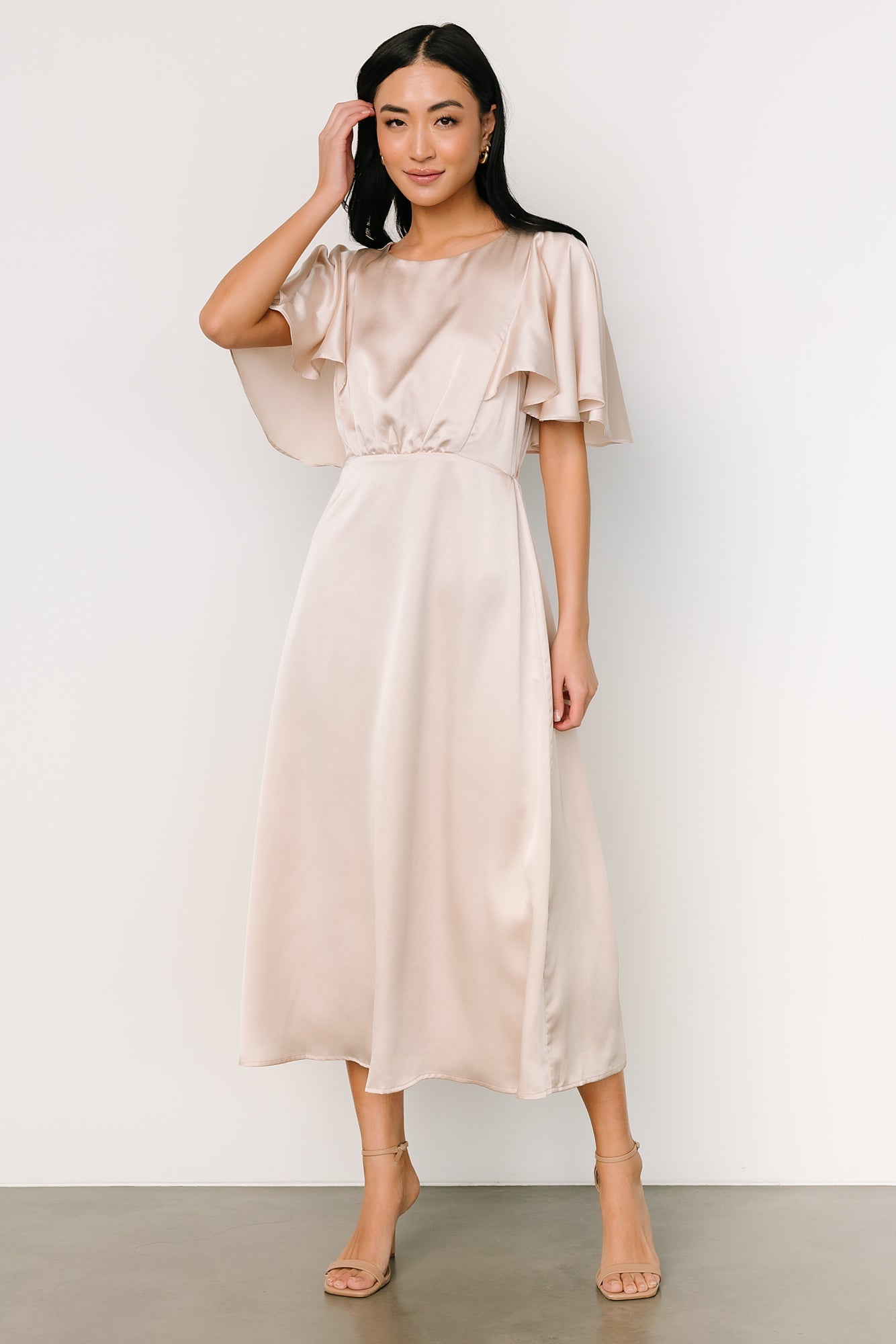 Cinta Satin Midi Dress | Champagne - Baltic Born