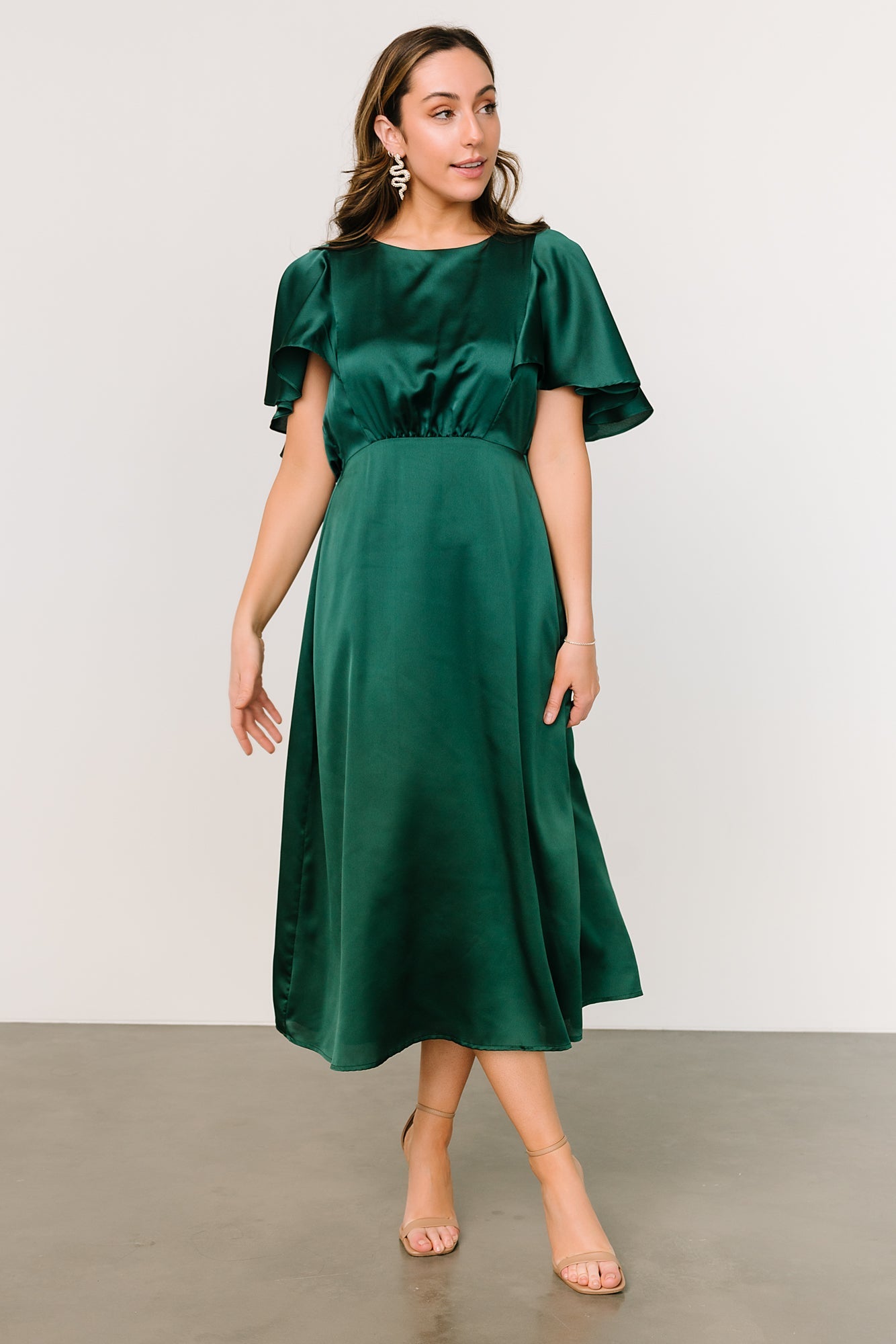 Cinta Satin Midi Dress | Emerald - Baltic Born