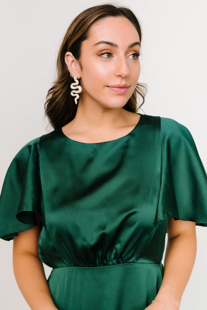 Cinta Satin Midi Dress | Emerald - Baltic Born