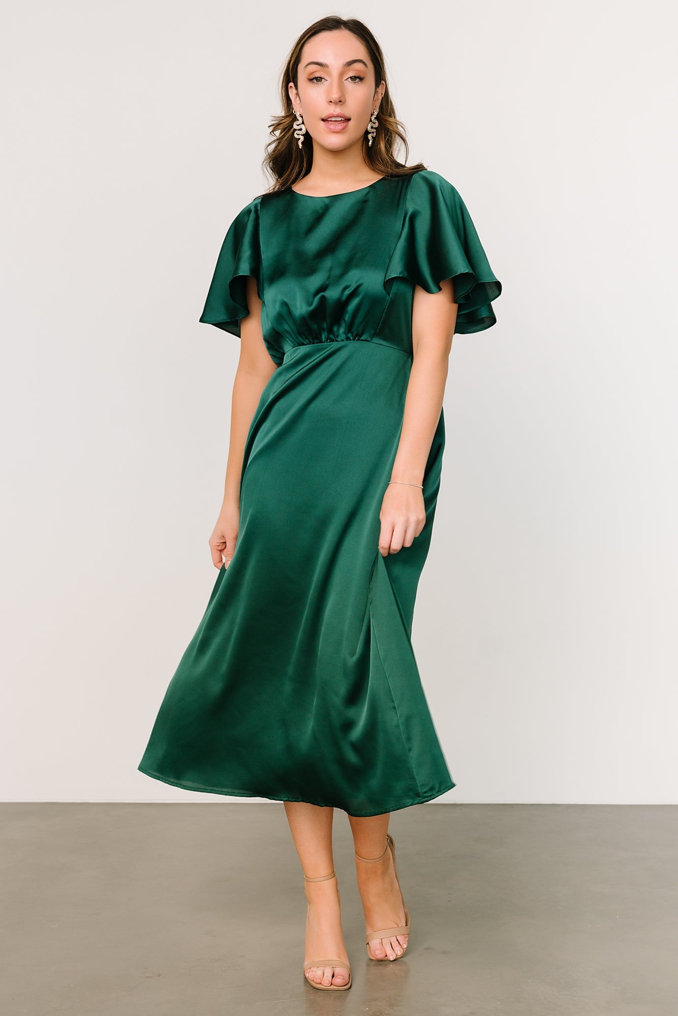 Cinta Satin Midi Dress | Emerald - Baltic Born