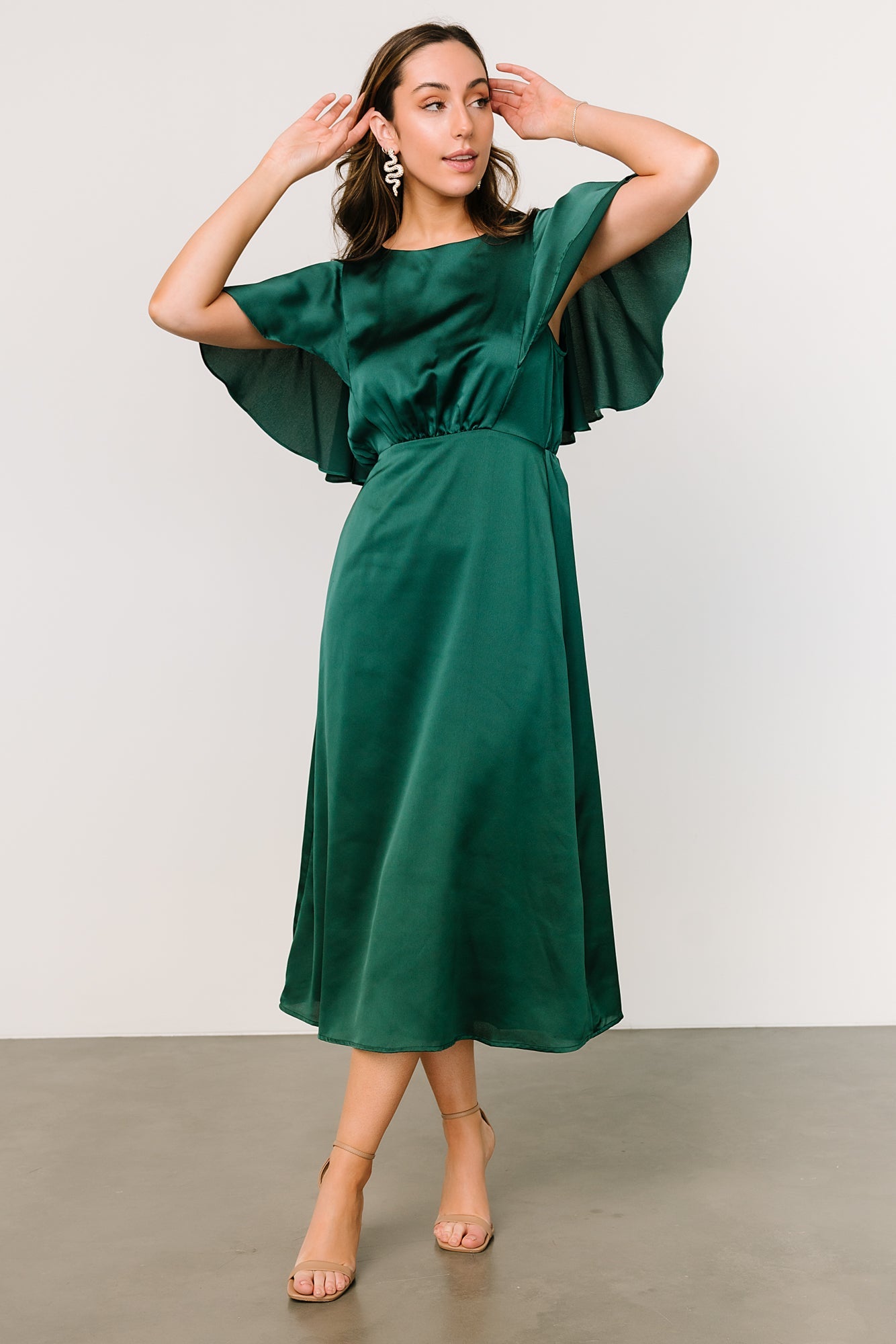 Cinta Satin Midi Dress | Emerald - Baltic Born