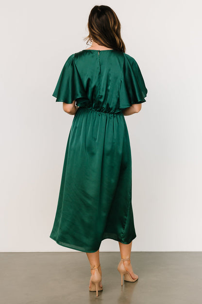 Cinta Satin Midi Dress | Emerald - Baltic Born