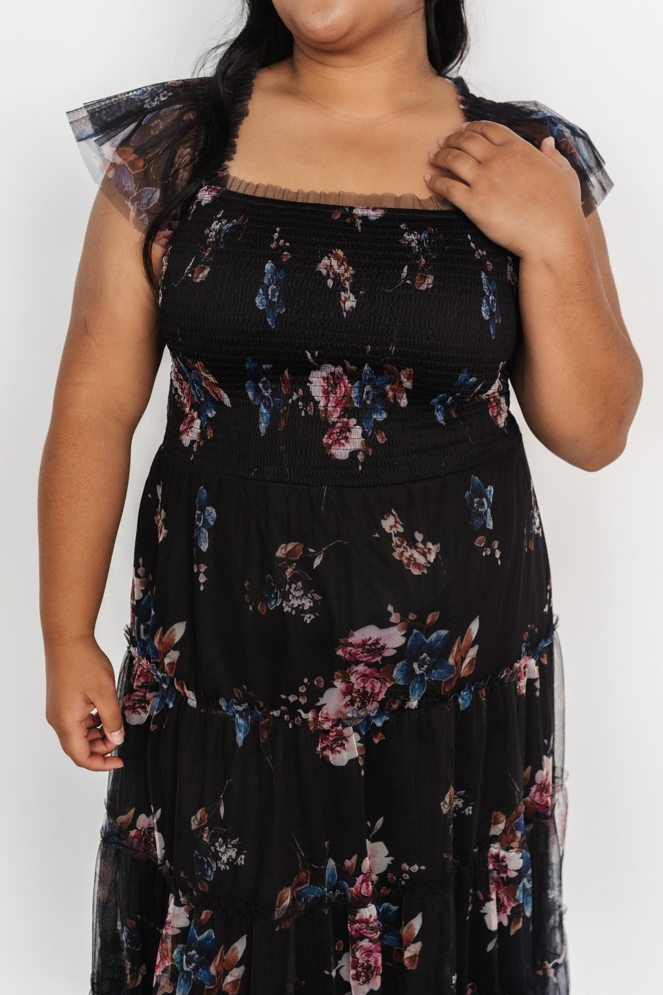 Clementine Tulle Midi Dress | Black Multi - Baltic Born