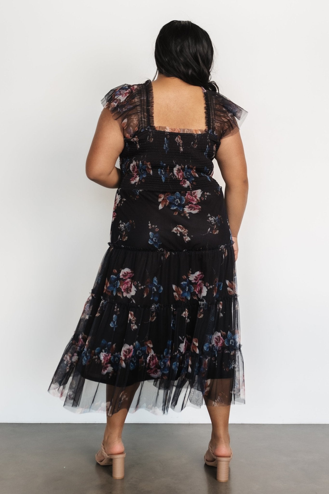 Clementine Tulle Midi Dress | Black Multi - Baltic Born