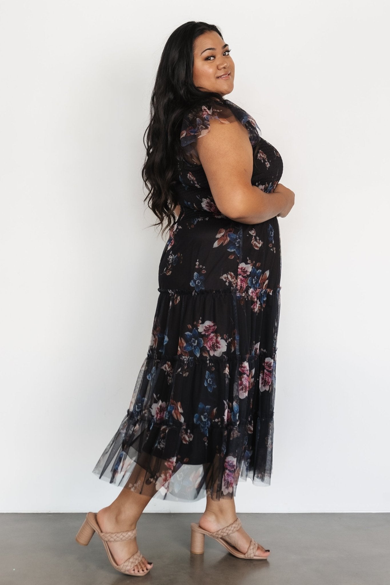 Clementine Tulle Midi Dress | Black Multi - Baltic Born