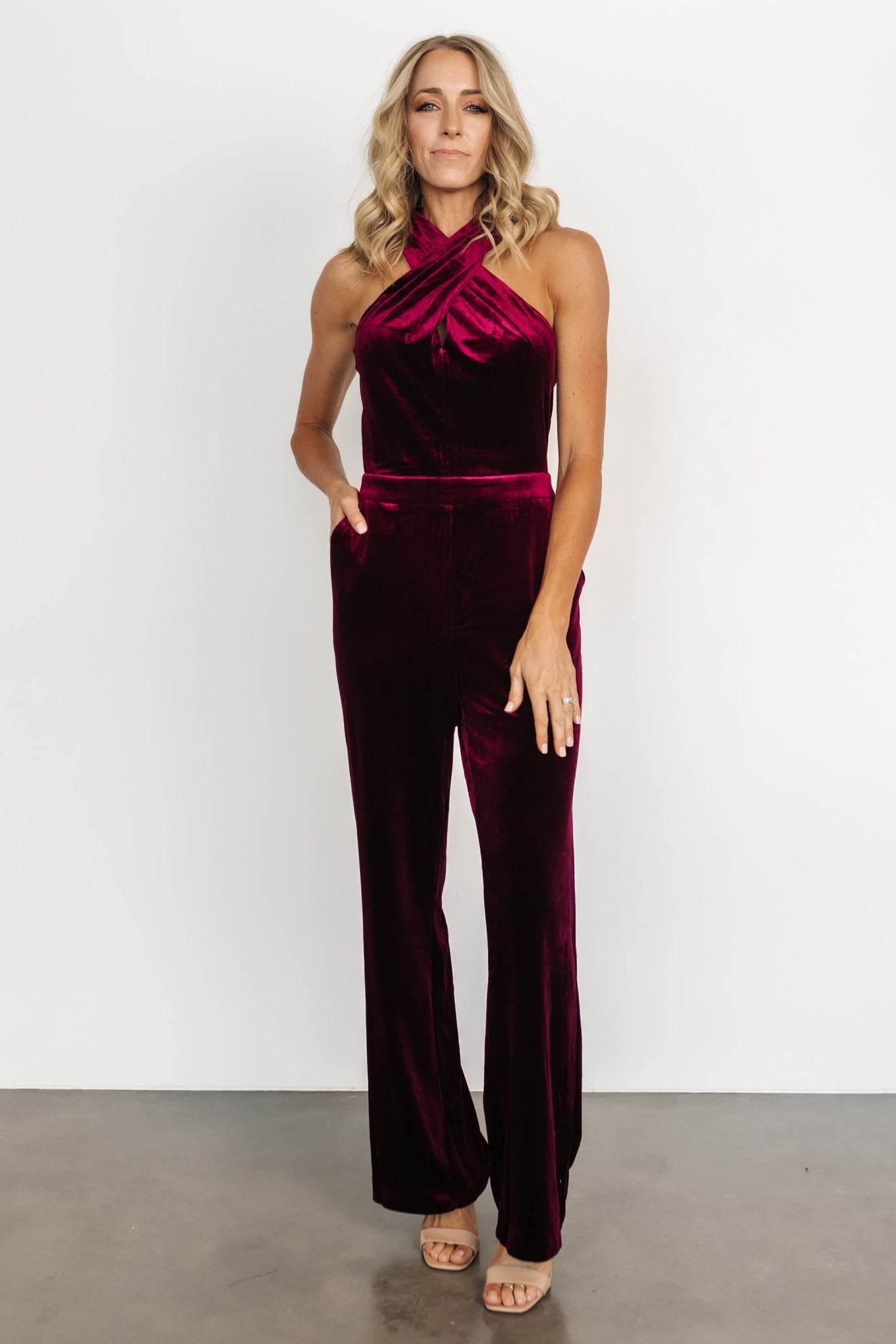 Cleopatra Velvet Jumpsuit | Burgundy - Baltic Born