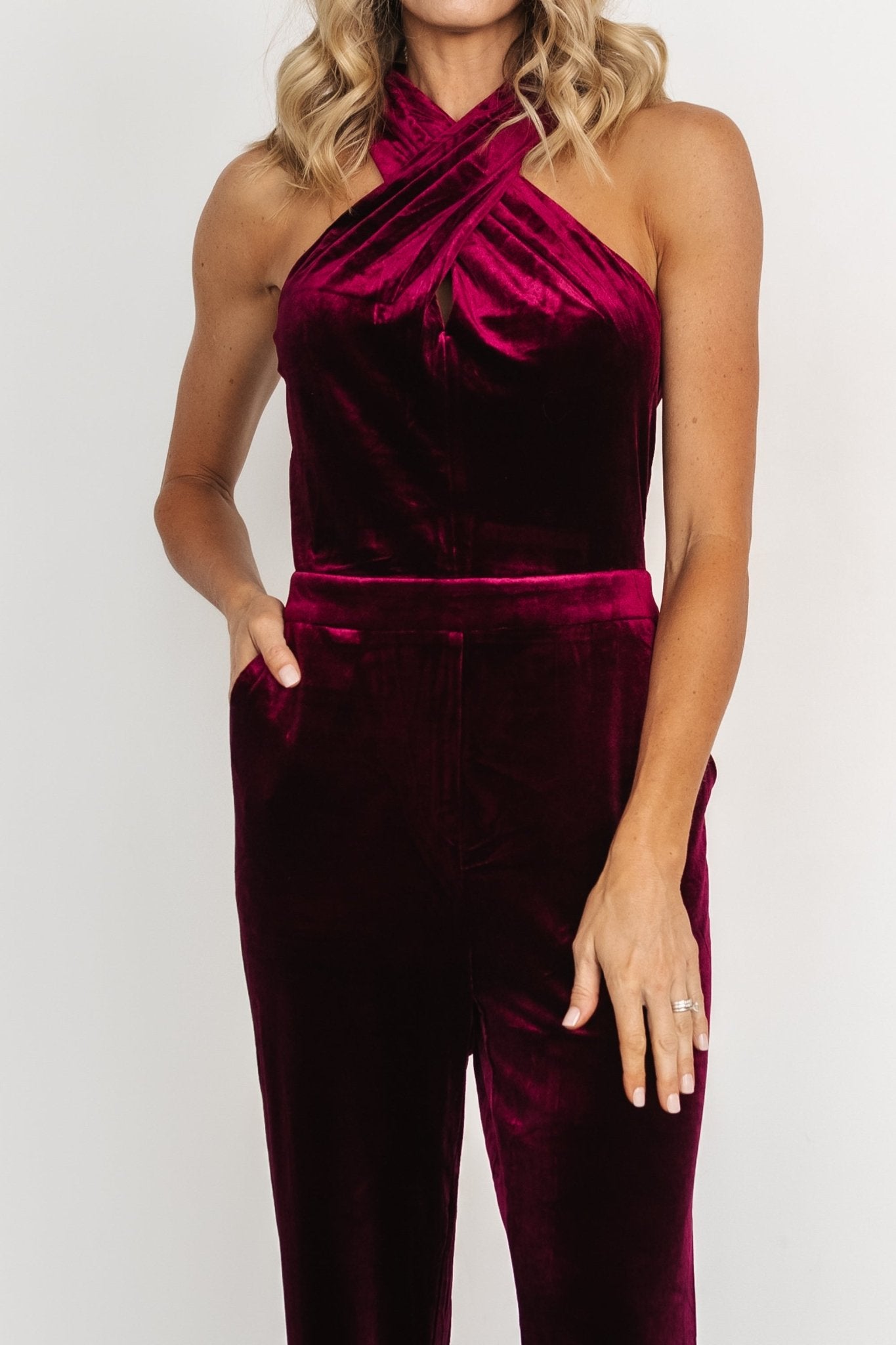 Cleopatra Velvet Jumpsuit | Burgundy - Baltic Born