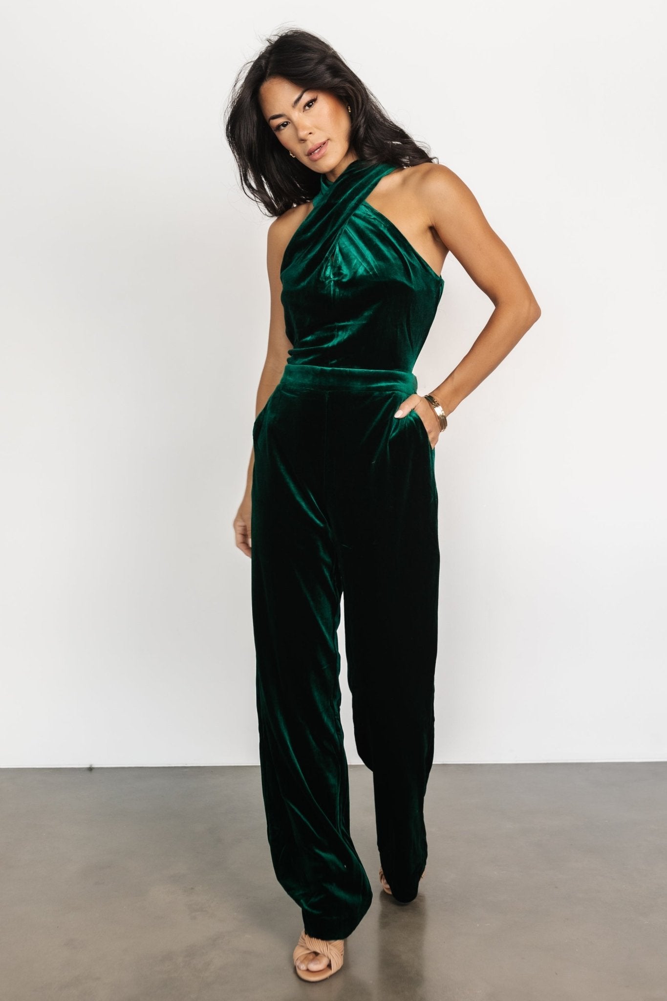 Cleopatra Velvet Jumpsuit | Dark Green | Baltic Born