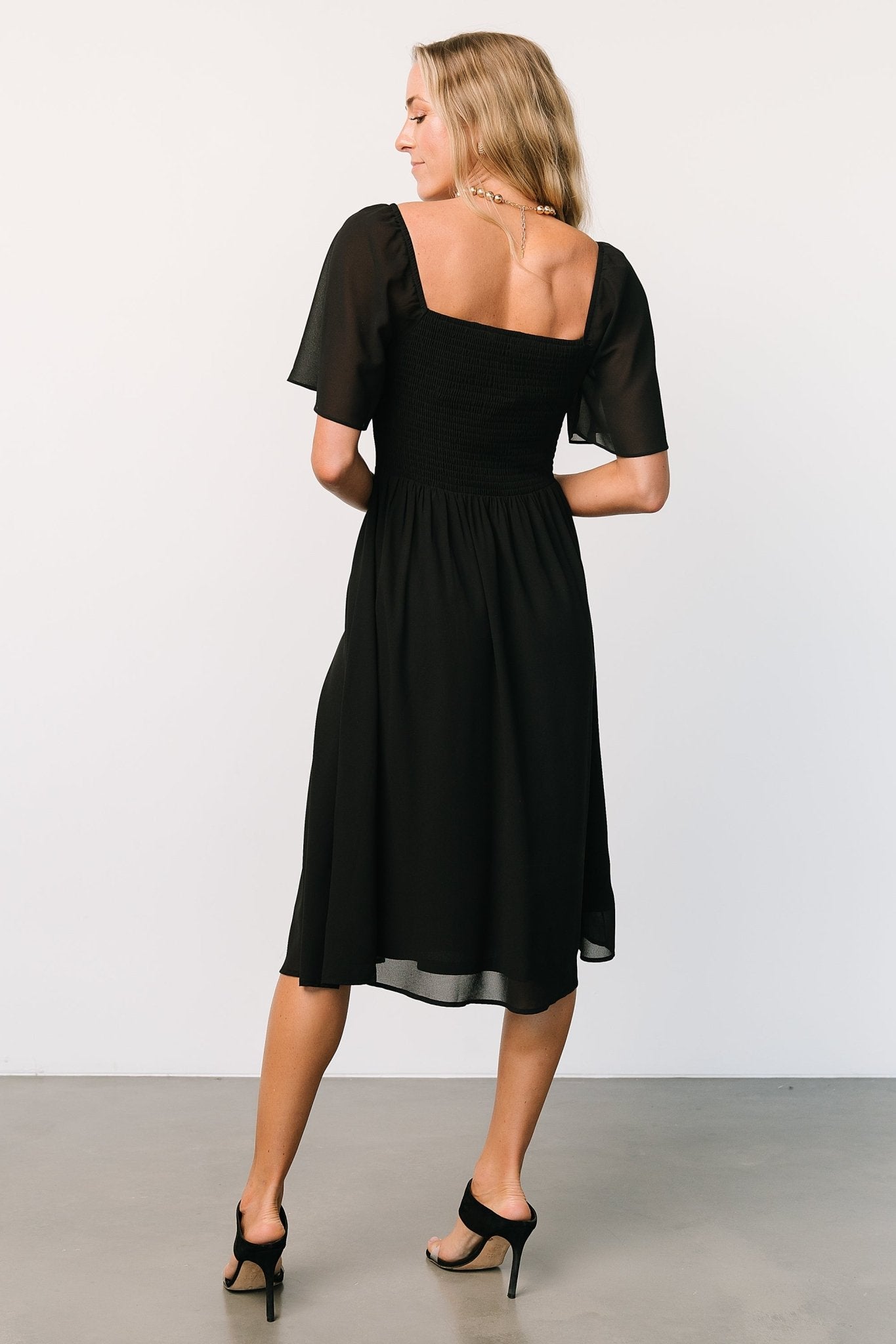 Colette Sweetheart Midi Dress | Black - Baltic Born