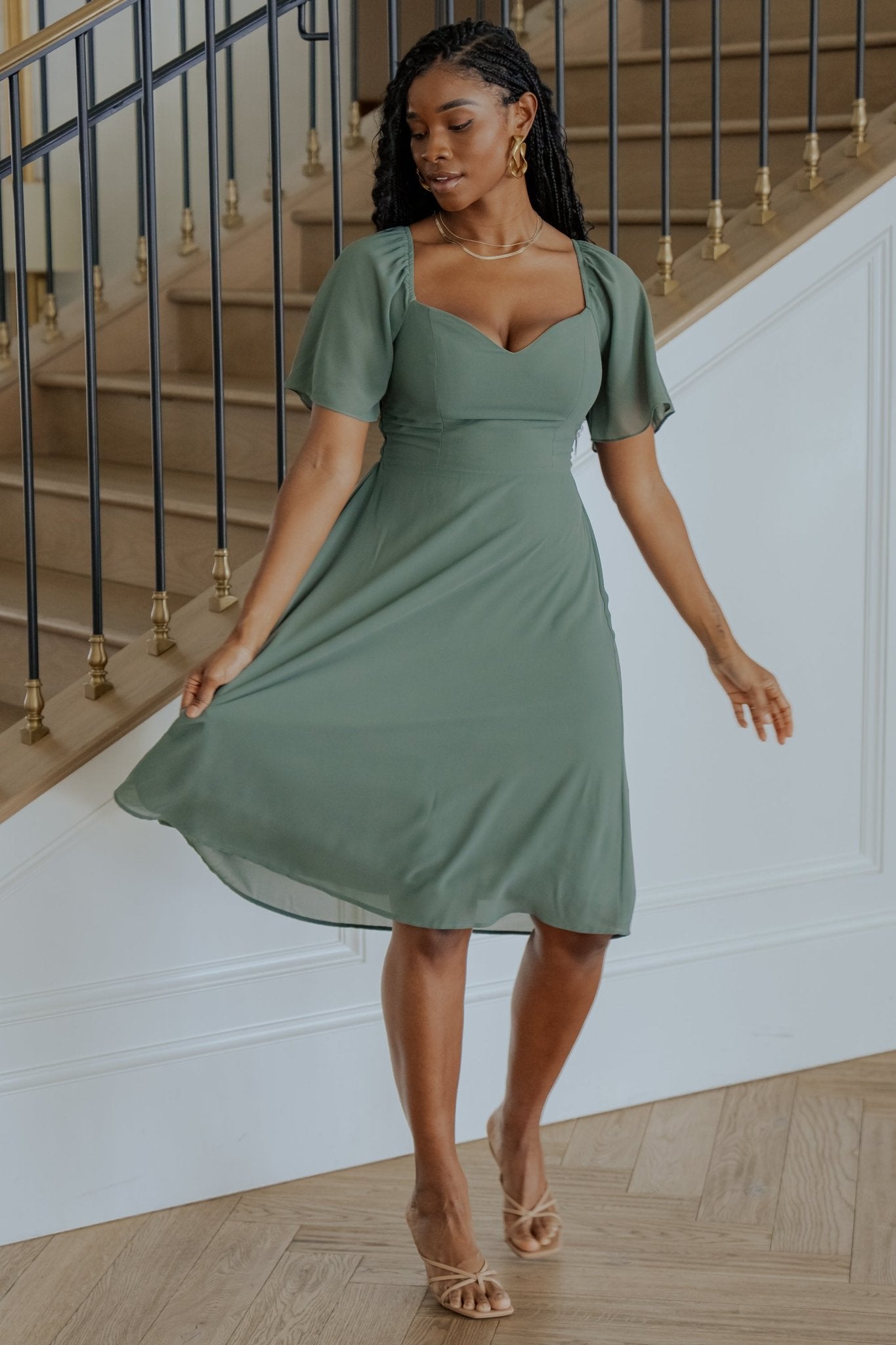 Colette Sweetheart Midi Dress | Dark Sage - Baltic Born