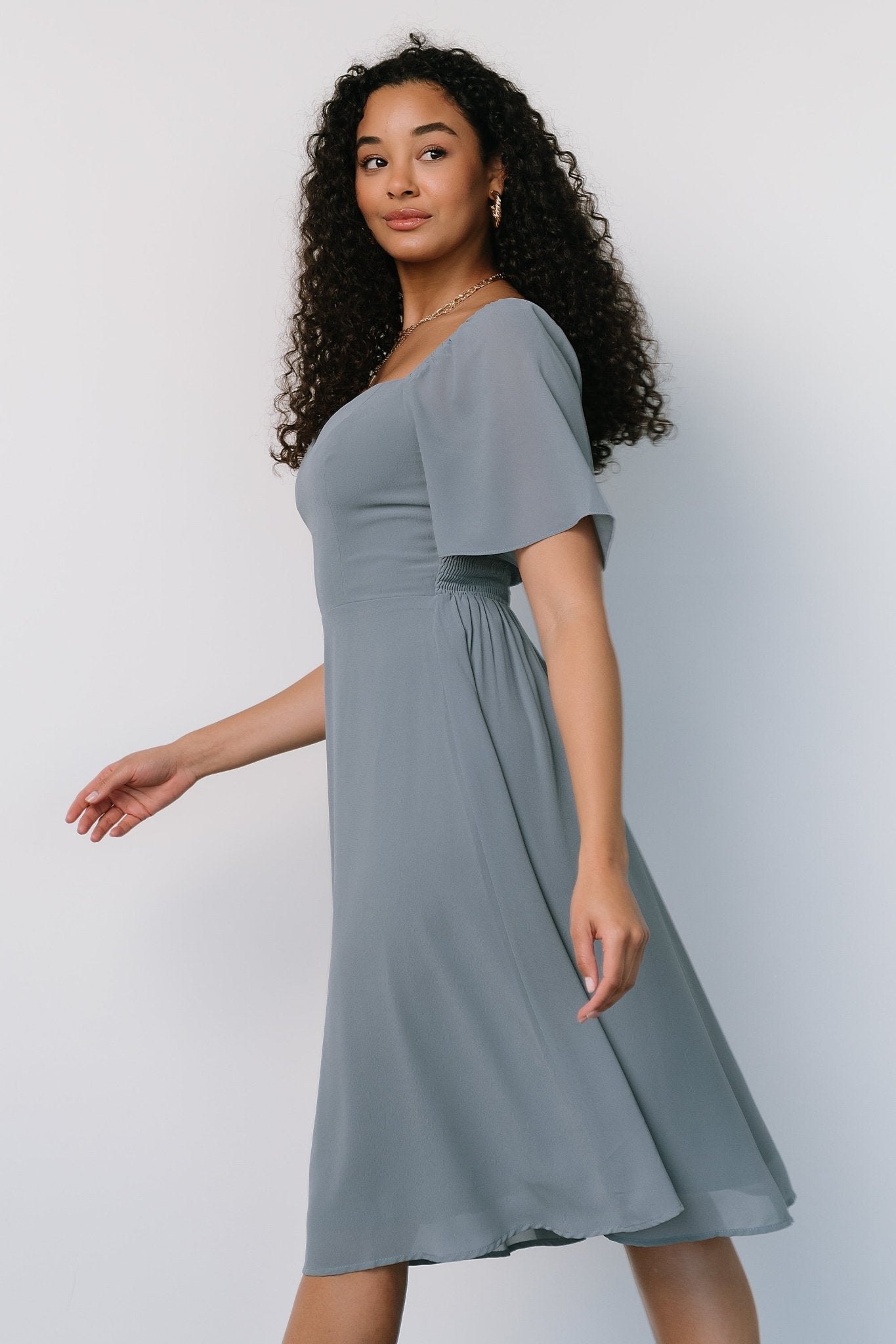 Colette Sweetheart Midi Dress | Dusty Blue - Baltic Born