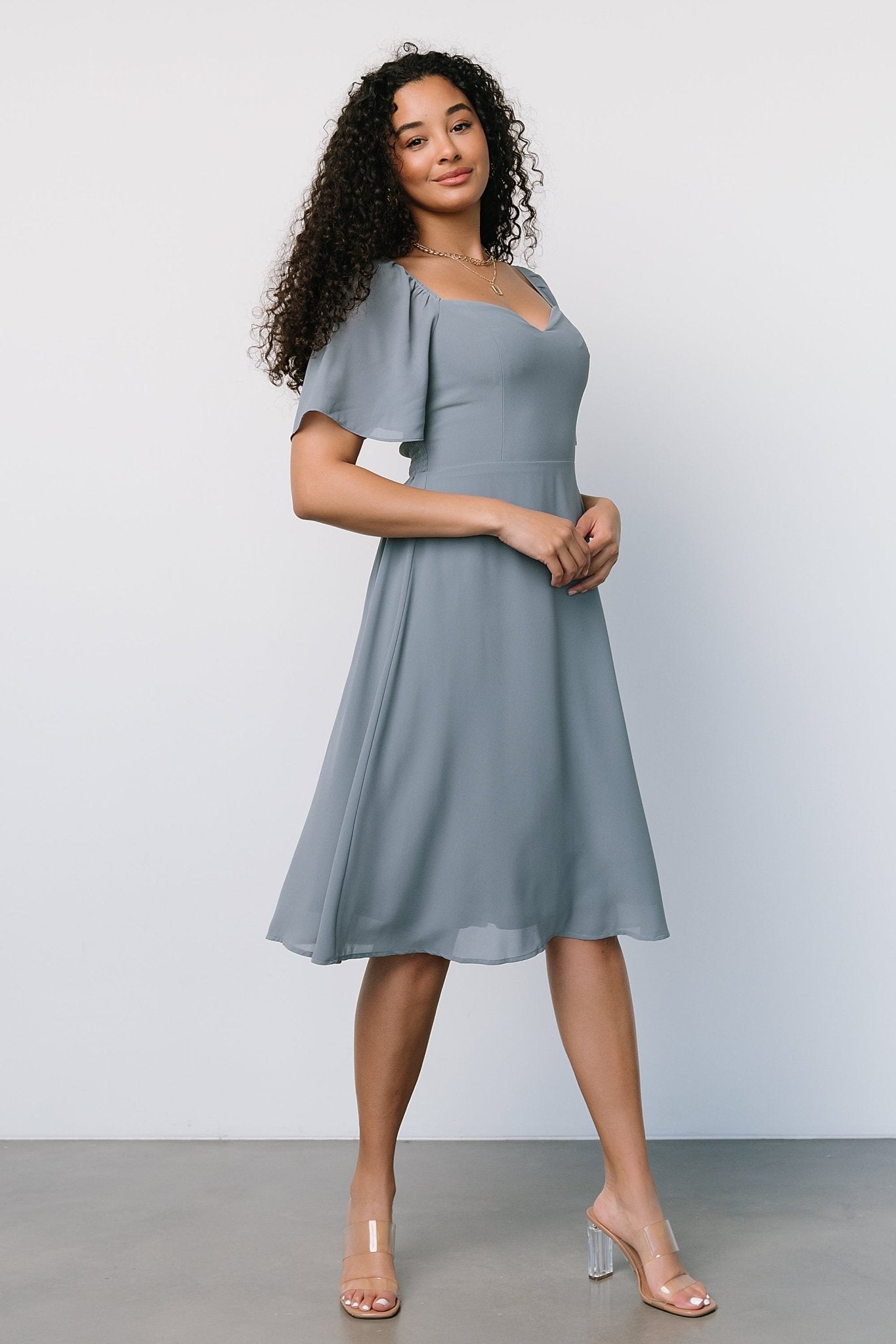 Colette Sweetheart Midi Dress | Dusty Blue - Baltic Born