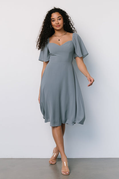 Colette Sweetheart Midi Dress | Dusty Blue - Baltic Born