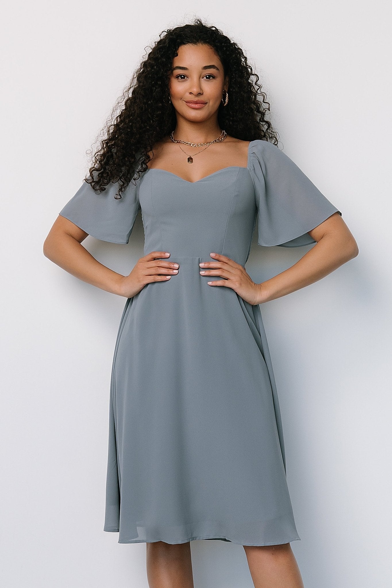 Colette Sweetheart Midi Dress | Dusty Blue - Baltic Born