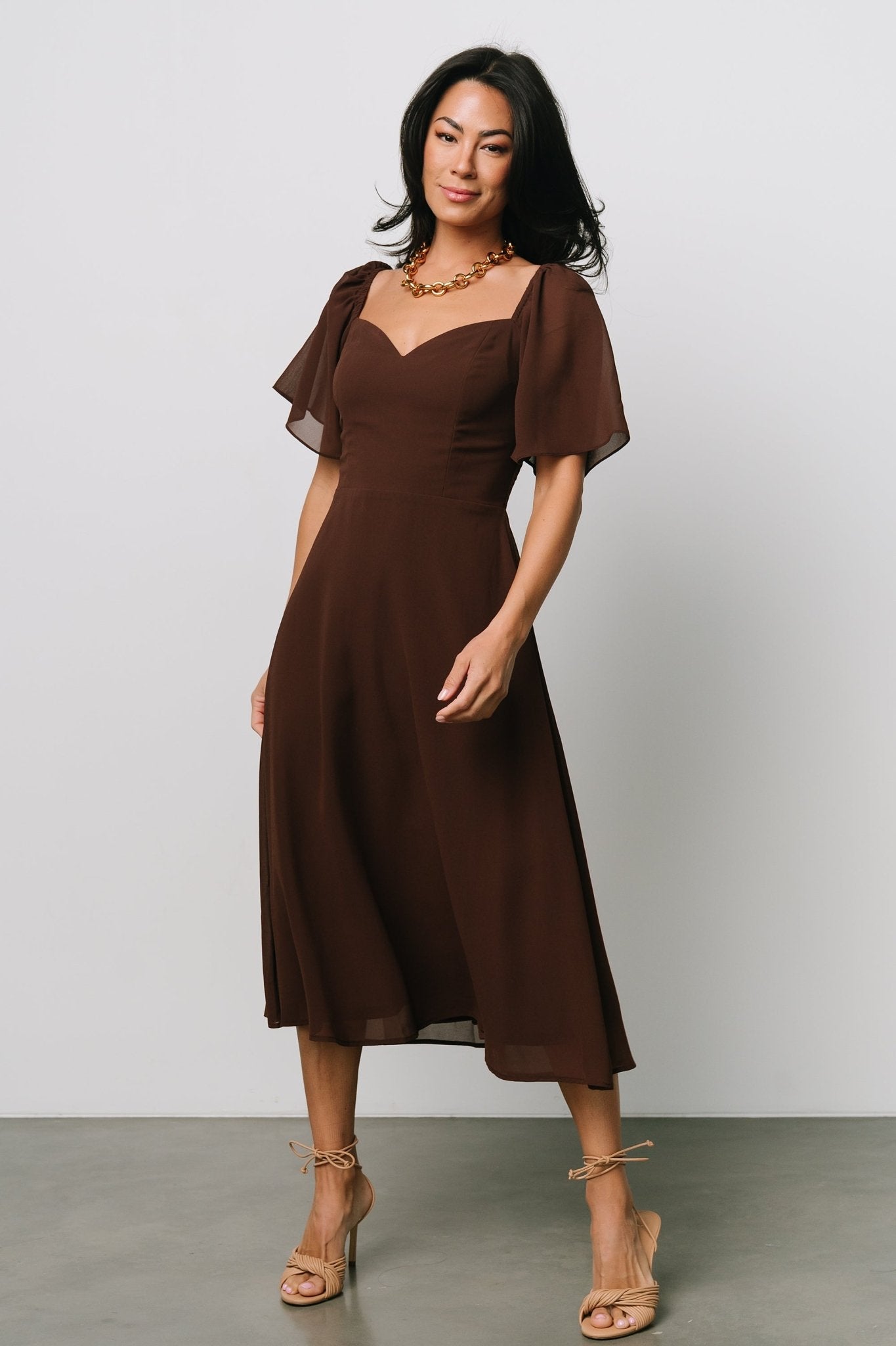 Colette Sweetheart Midi Dress | Espresso - Baltic Born