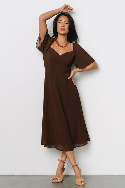 Colette Sweetheart Midi Dress | Espresso - Baltic Born